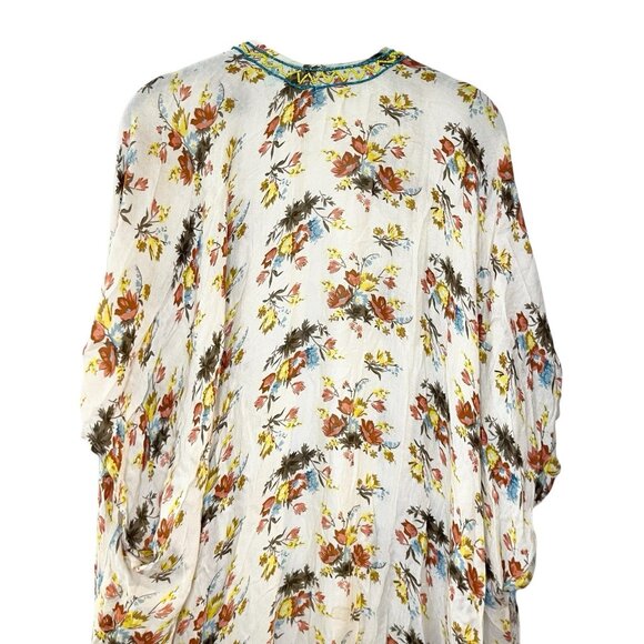 Lovestitch OS Open Kimono Kaftan Cover Up Beach Beaded Floral Boho Gypsy Swim - Picture 4 of 8